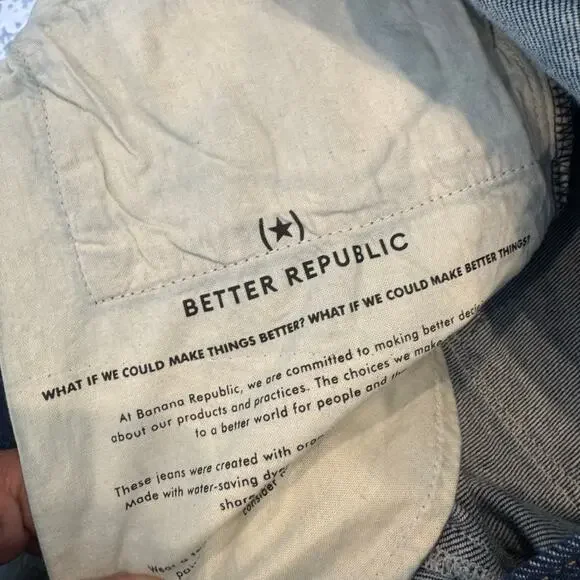 Banana Republic Men's Slim Fit Organic Cotton Jeans Dark Wash Size 40x34 NWOT